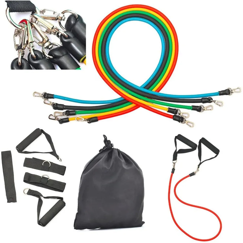 11-Piece Resistance Bands Set – Latex Workout & Home Gym Kit
