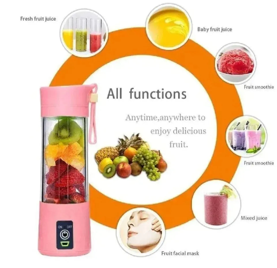 🥤 6-Blade Portable USB Rechargeable Juicer Blender – 380ml