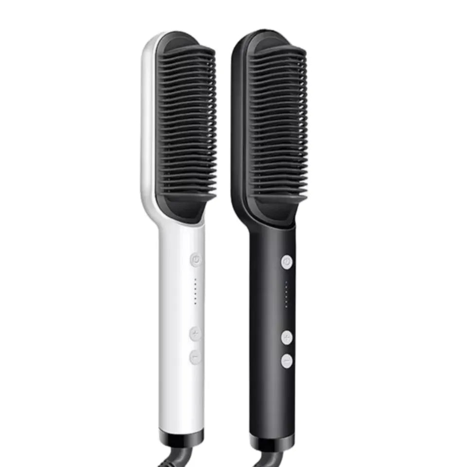 2-in-1 Electric Hair Straightener & Styling Brush – Ceramic Heated Comb