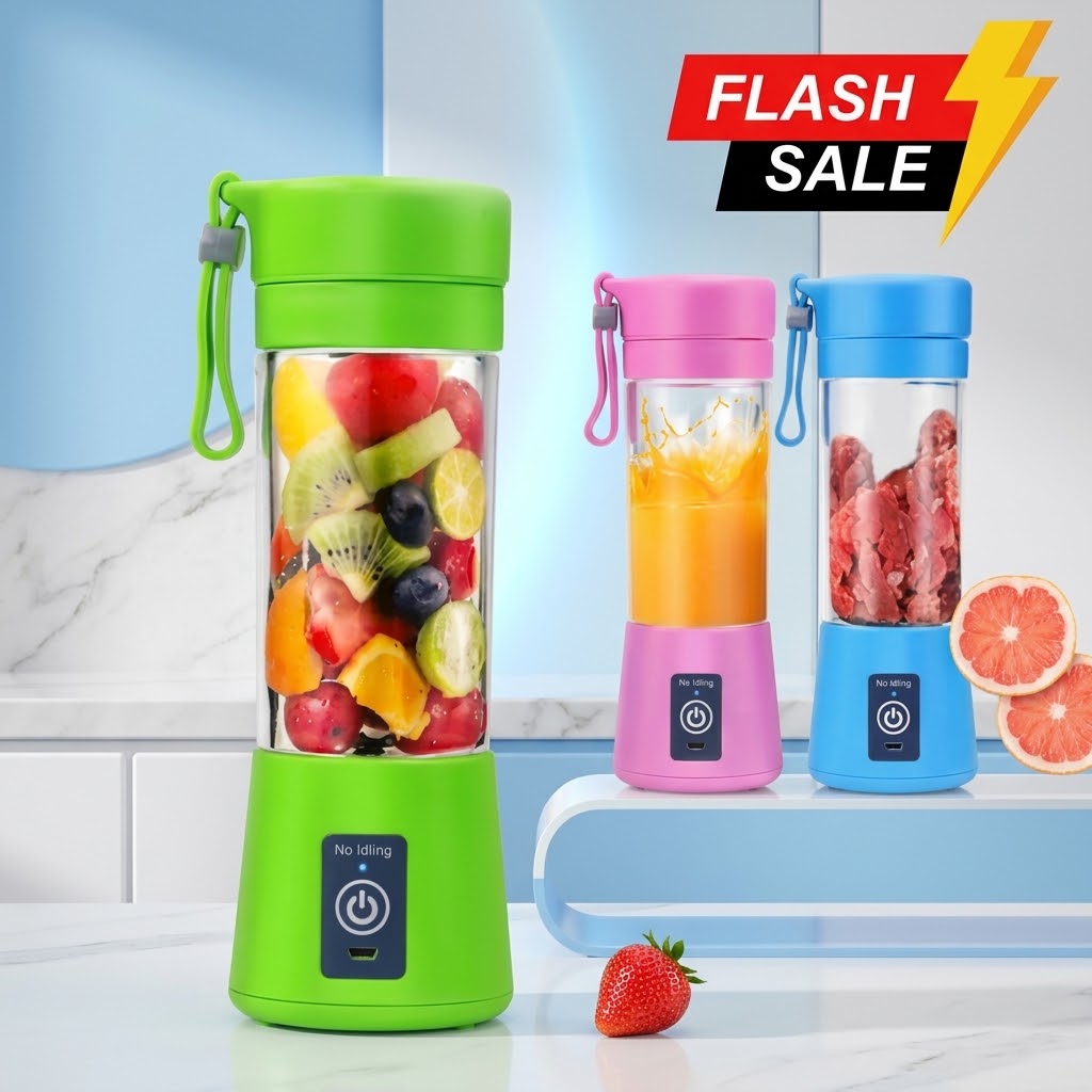 🥤 6-Blade Portable USB Rechargeable Juicer Blender – 380ml
