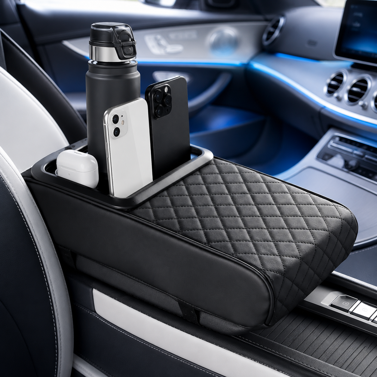 Car Armrest Cushion Organizer Box