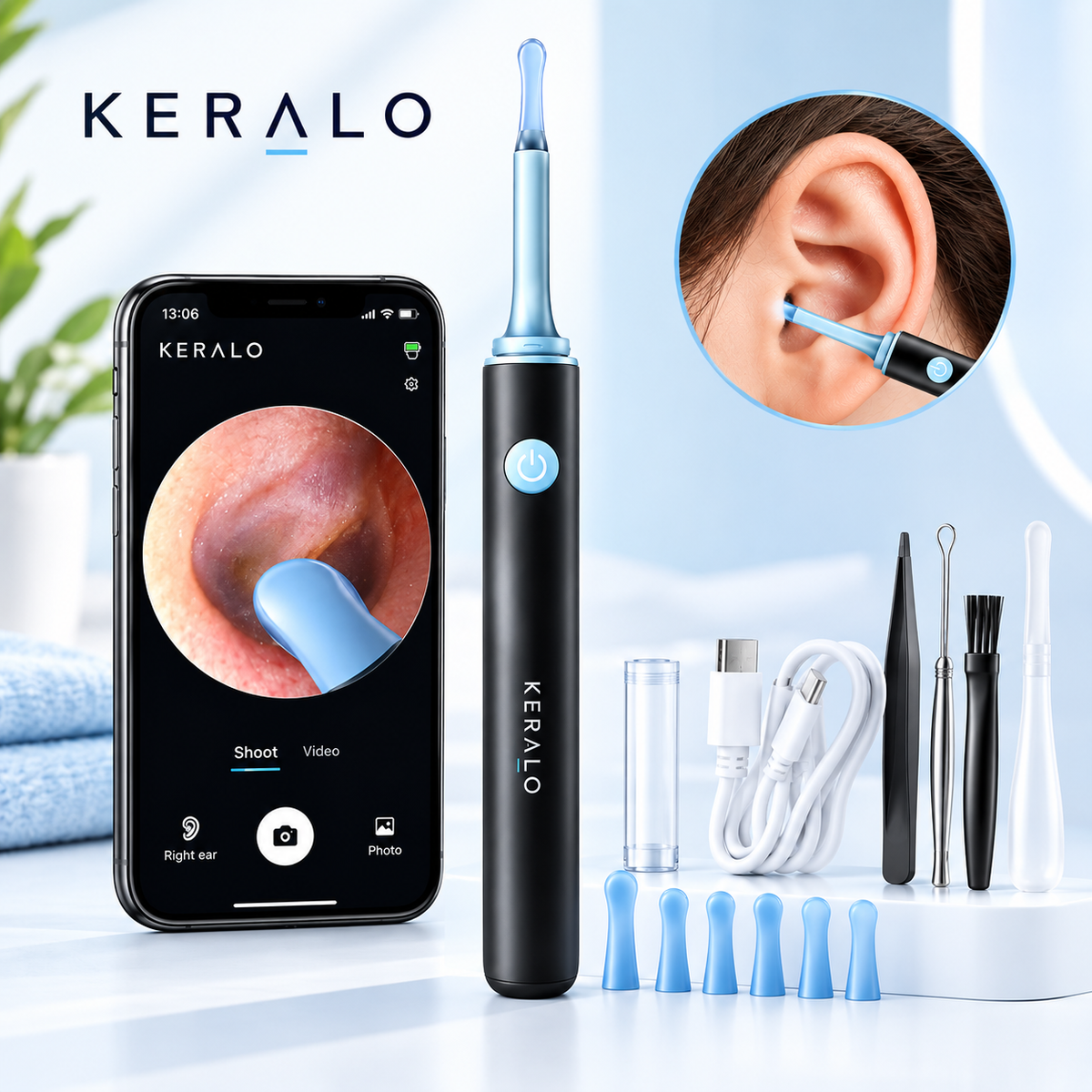 Smart Wireless Ear Camera – HD Ear Wax Cleaner with 6 LED Lights & Silicone Tips