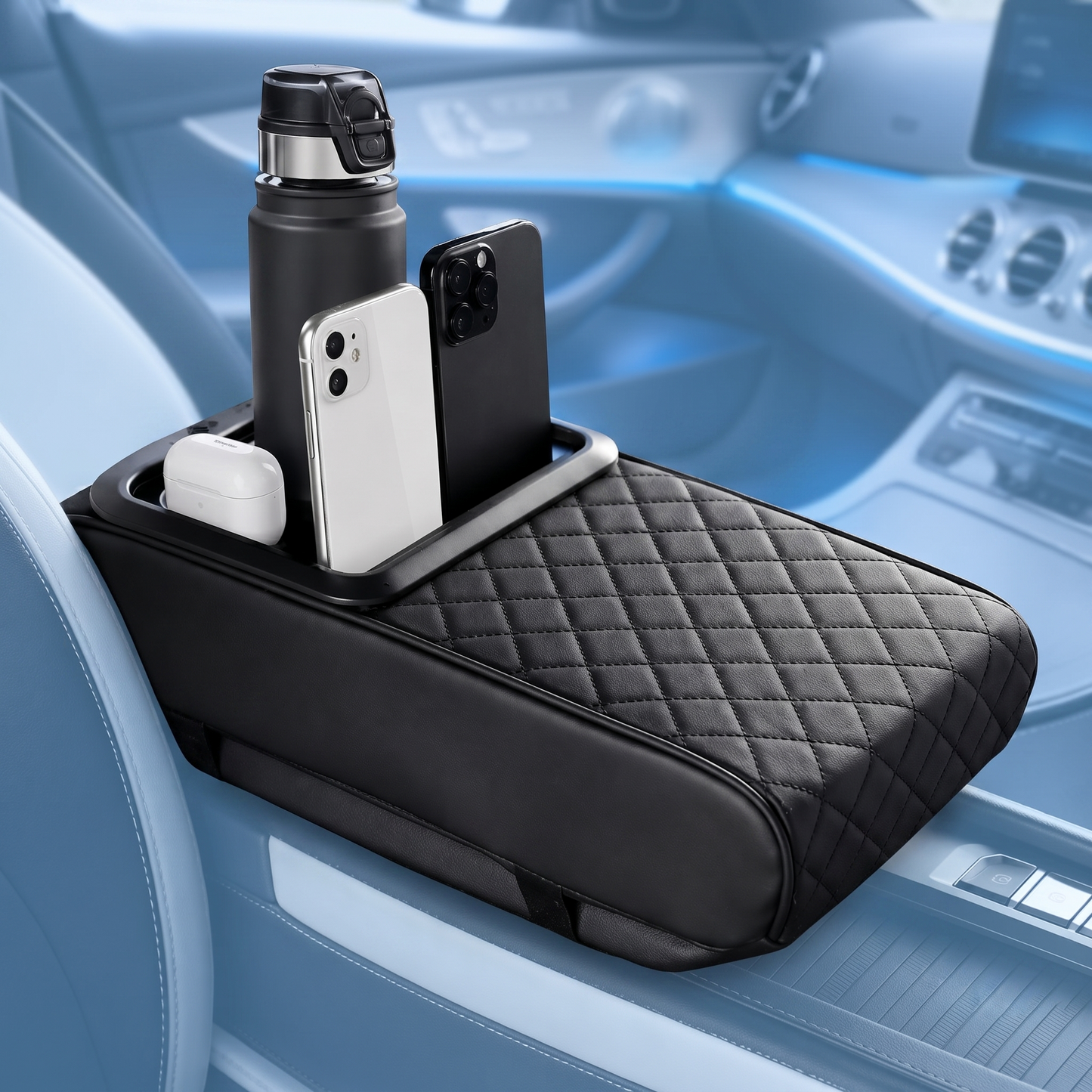 Car Armrest Cushion Organizer Box