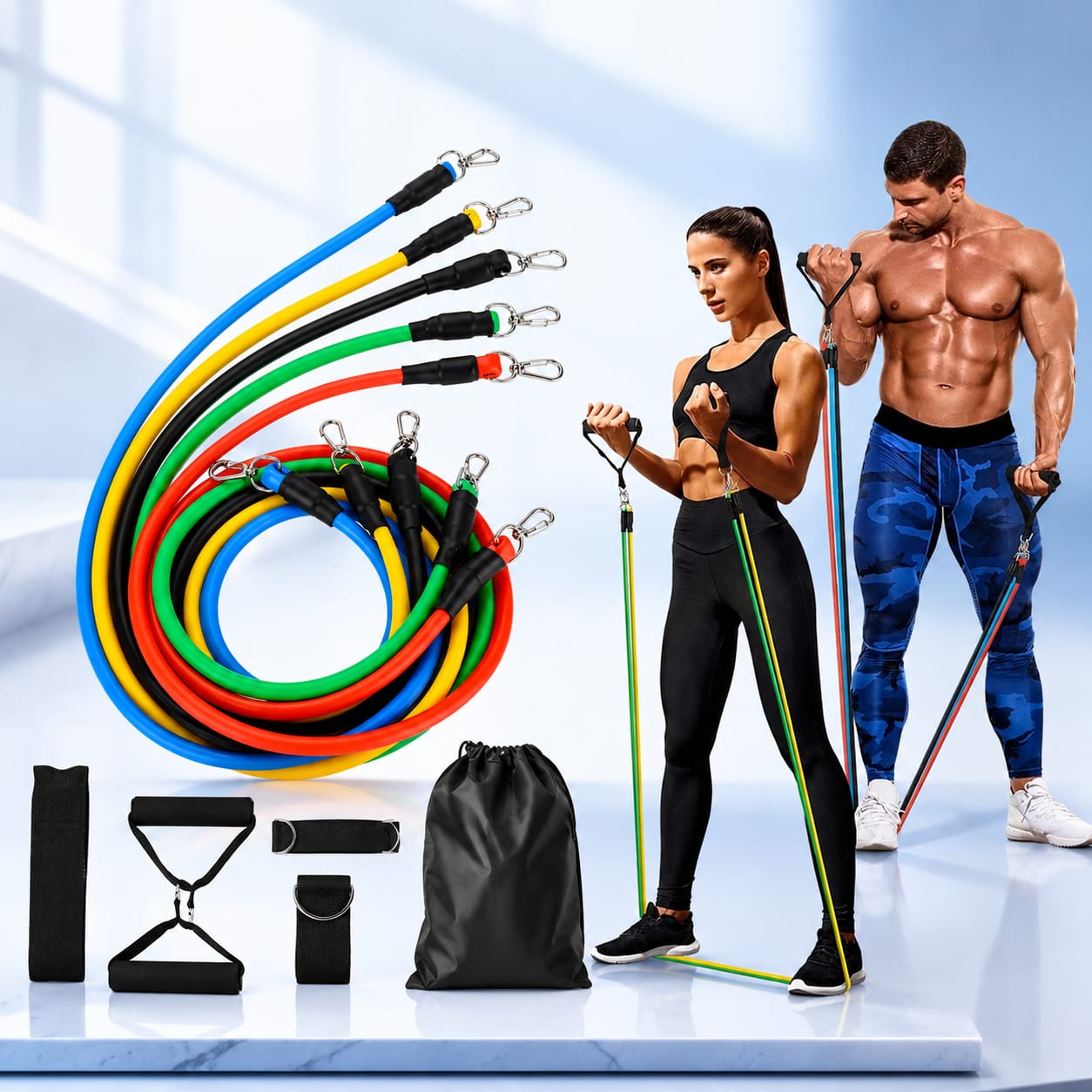 11-Piece Resistance Bands Set – Latex Workout & Home Gym Kit