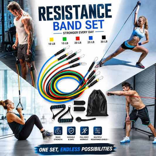 11-Piece Resistance Bands Set – Latex Workout & Home Gym Kit