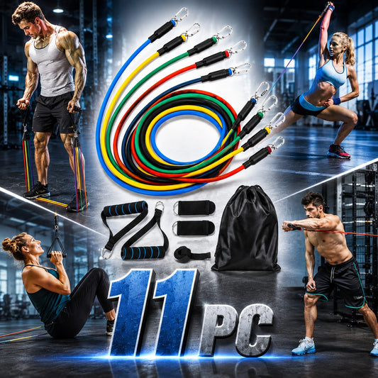 11-Piece Resistance Bands Set – Latex Workout & Home Gym Kit