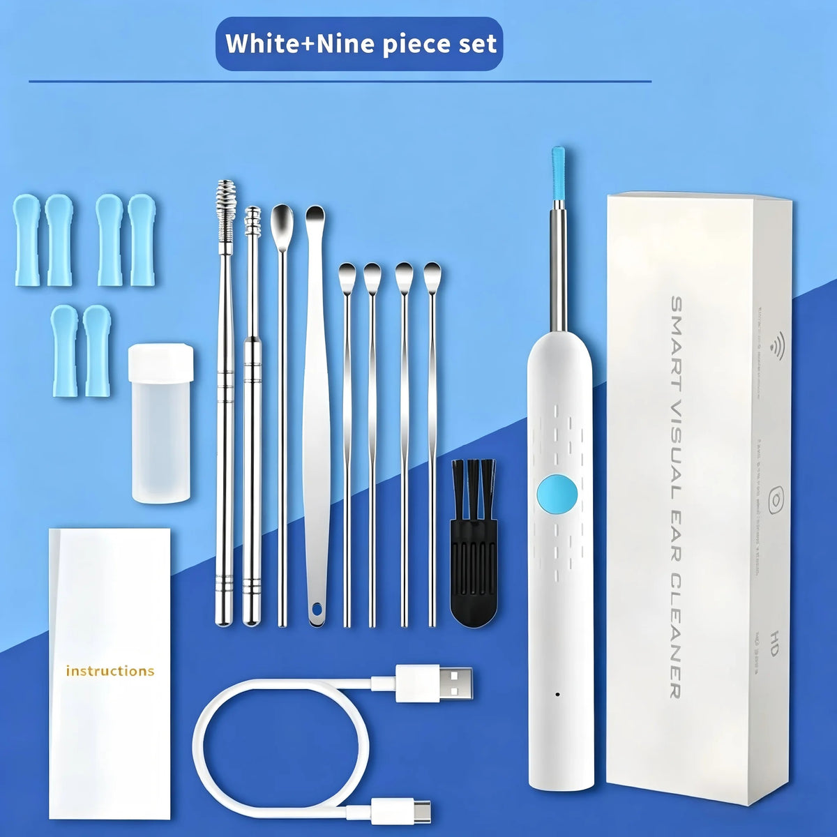 Smart Wireless Ear Camera – HD Ear Wax Cleaner with 6 LED Lights & Silicone Tips