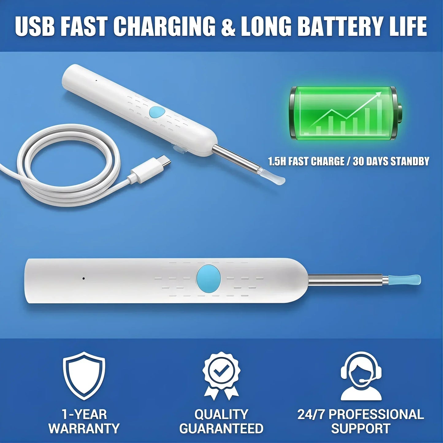 Smart Wireless Ear Camera – HD Ear Wax Cleaner with 6 LED Lights & Silicone Tips