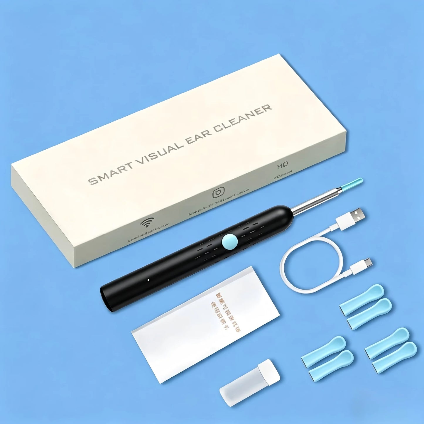 Smart Wireless Ear Camera – HD Ear Wax Cleaner with 6 LED Lights & Silicone Tips