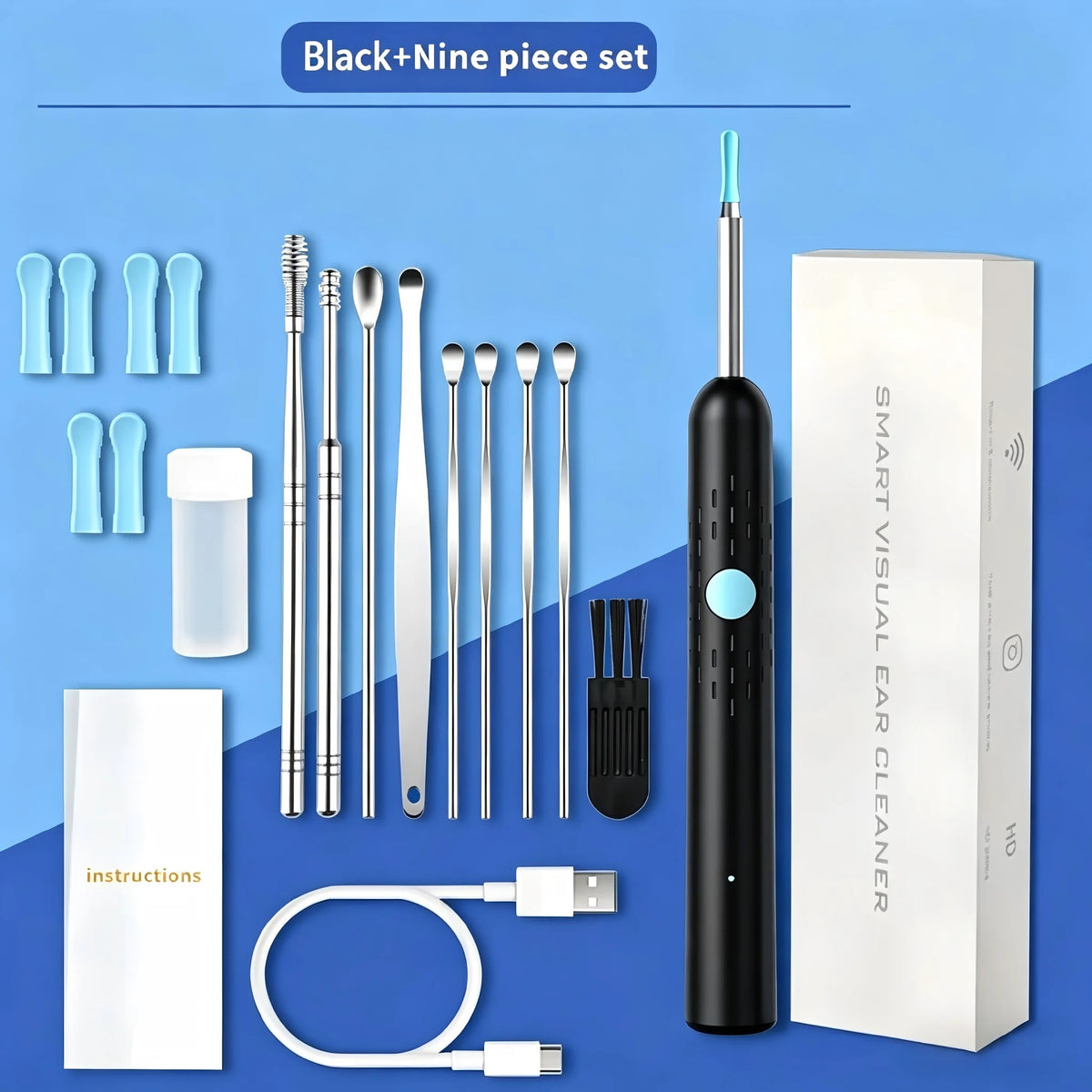 Smart Wireless Ear Camera – HD Ear Wax Cleaner with 6 LED Lights & Silicone Tips